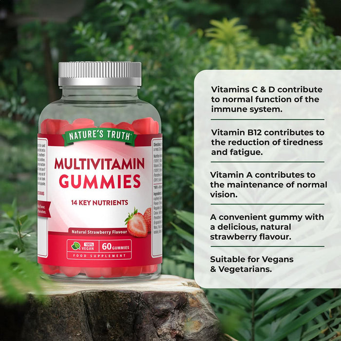 Nature's Truth Adult Multivitamin 60 Vegan Gummies Strawberry Flavour