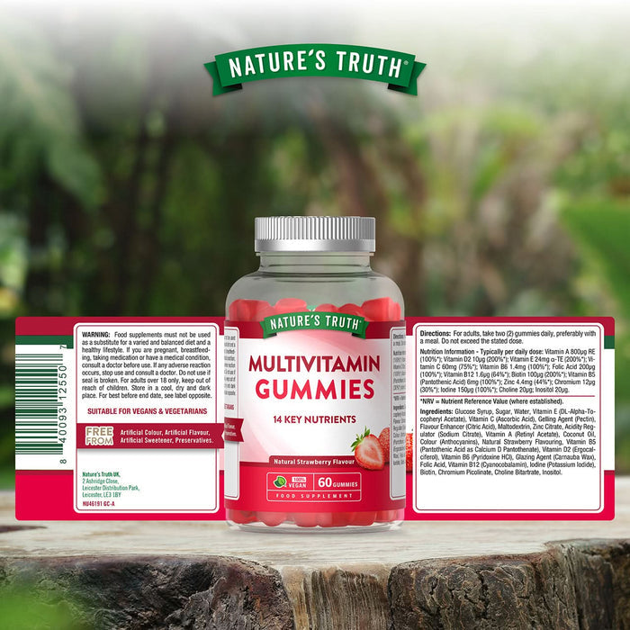 Nature's Truth Adult Multivitamin 60 Vegan Gummies Strawberry Flavour
