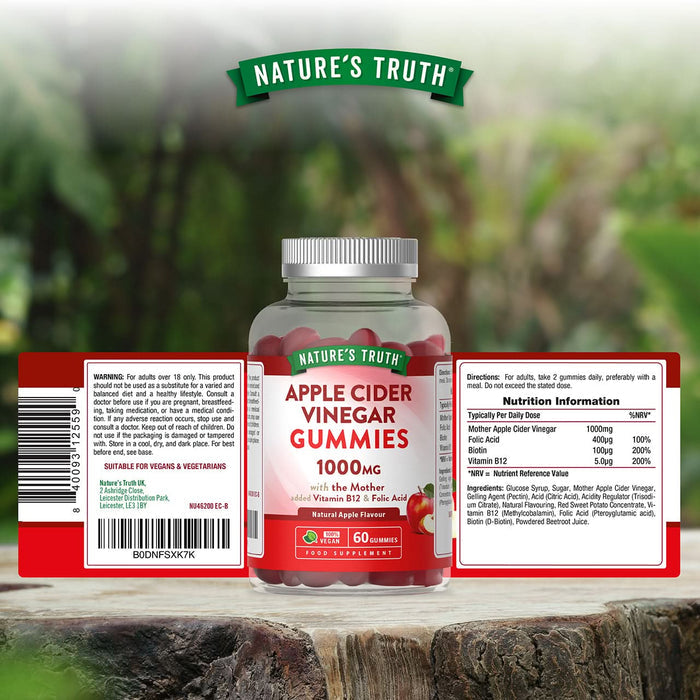 Nature's Truth Apple Cider Vinegar w/the Mother & Ginger 60 Gummies