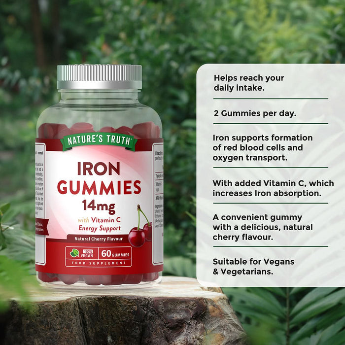 Nature's Truth Cherry Flavour Iron Gummies 14mg 60 Pack