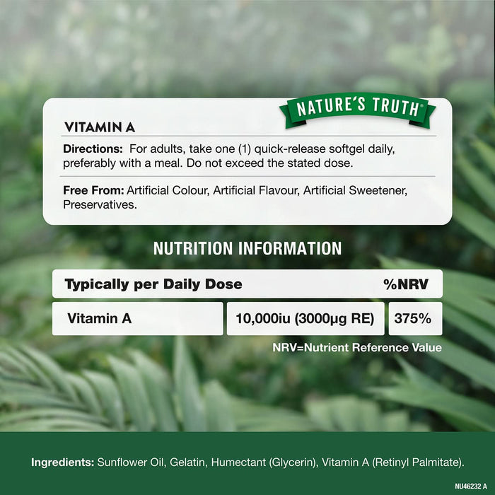Nature's Truth High Strength Vitamin A 10,0000iu 60 Softgels