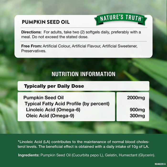 Nature's Truth Pumpkin Seed Oil 2000mg 60 Softgels
