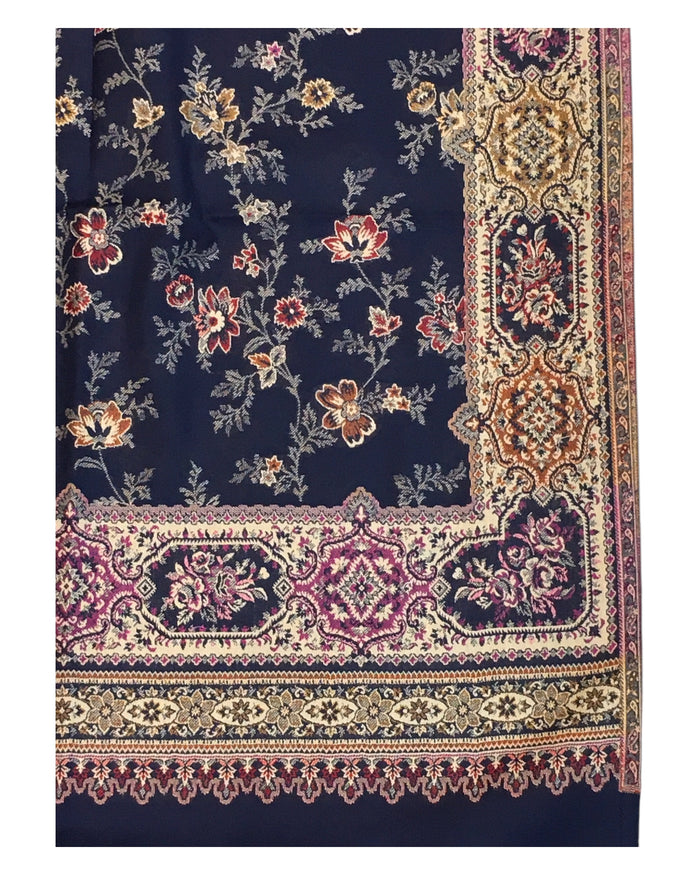 Navy Blue - Soft Art Wool Handloom Woven Shawl - (P350) 11KY24 NTC2414