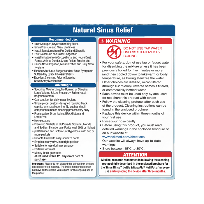 Neilmed Sinus Rinse Regular Kit 1 Nasal Irrigator and 60 Sachets