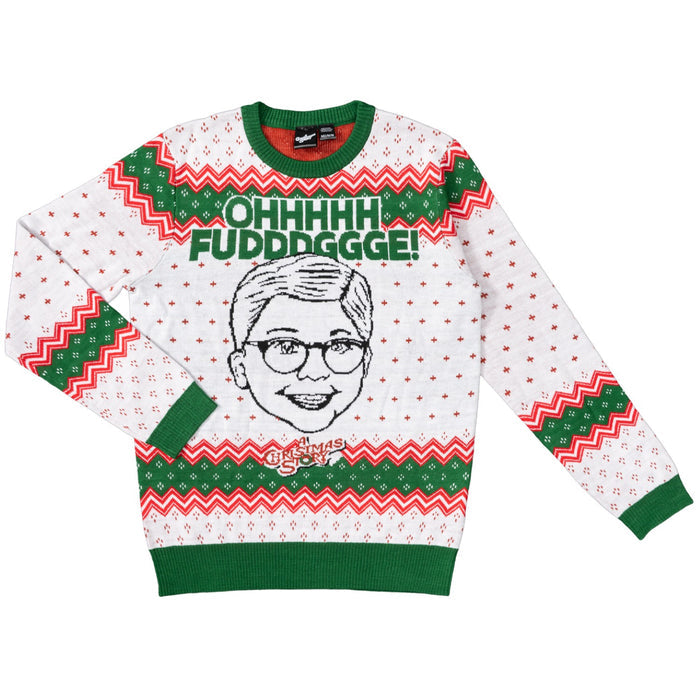 Officially Licensed A Christmas Story Ralphie "Ohh Fuddggee" Adult Unisex Ugly Christmas Sweater