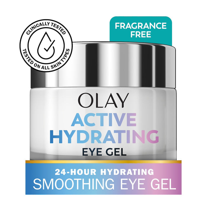 Olay Active Hydrating Eye Cream. 24 hour hydrating smoothing eye gel. Fragrance free