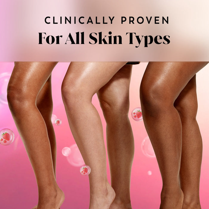 3 models with diverse skin types. Clinically proven for all skin types.