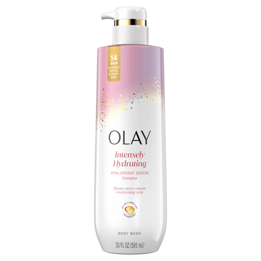 Olay Intensely Hydrating Body Wash with Hyaluronic Serum Complex, 20 oz front