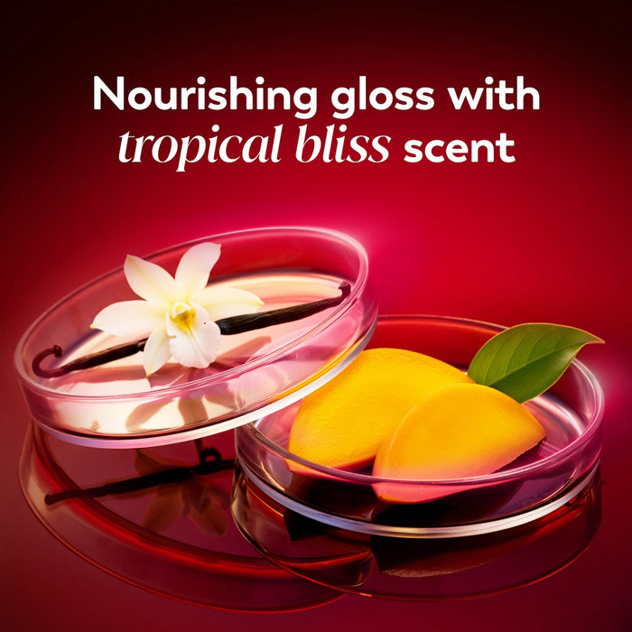 Ingredients. Nourishing gloss with tropical bliss scent