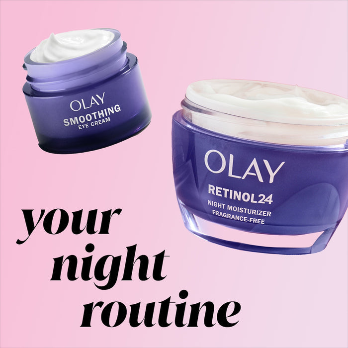 Your night routine. Regenerist Retinol 24 Night Eye Cream jar and Regenerist Retinol 24 Night Moisturizer jar.