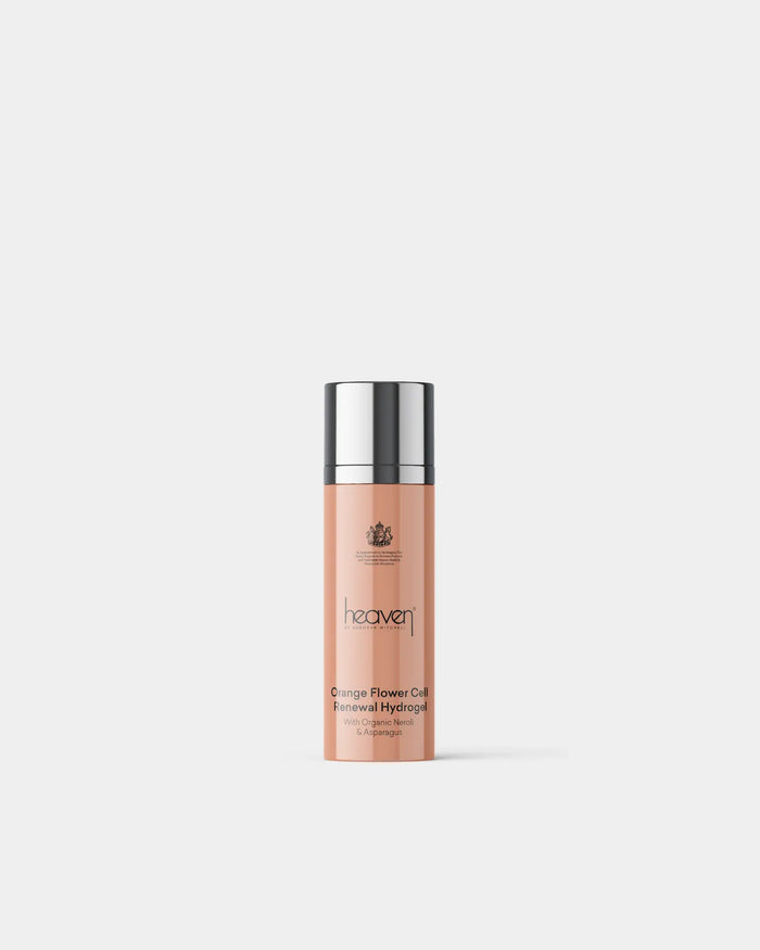 Orange flower cell renewal hydrogel product shot appearing on a white background
