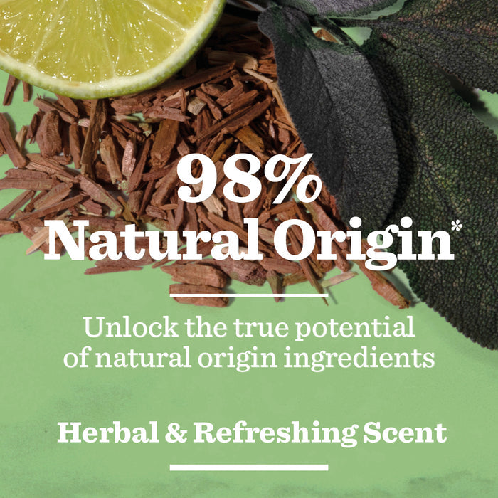 Original Spray Deodorant: 98% Natural Origin. Features sliced lime, sage leaves, and wood chips for a herbal & refreshing scent with advanced odour-control technology. Unlock the power of natural ingredients.