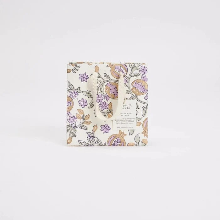 Paper Mirchi Homewares Paper Mirchi Hand Block Printed Small Gift Bag Lavender