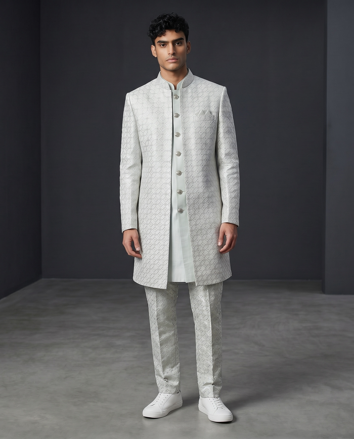 Pastel Grey - Mens Double Layered Sherwani / Indo-Western - Fantastic Value - KCS6625 06TT26