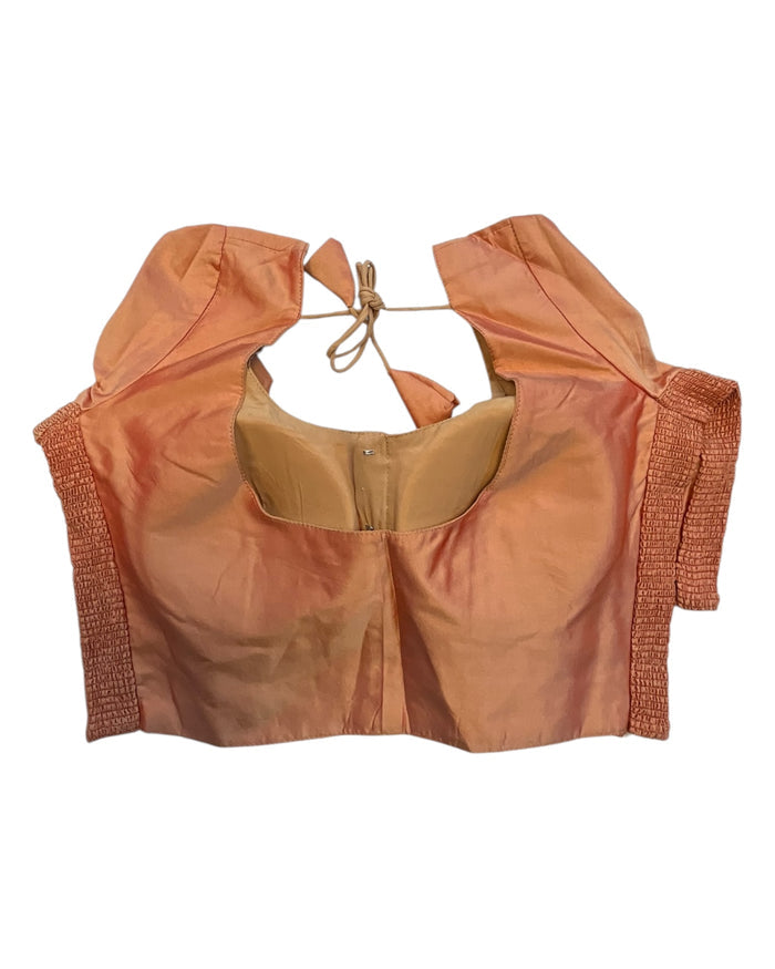 Peach - HYBRID Silky Saree blouse - With Elastic on both side for Great fit - Size 36",38", 40" S M L  - VAM1216 Ap