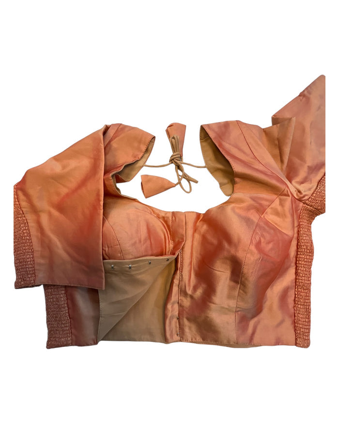 Peach - HYBRID Silky Saree blouse - With Elastic on both side for Great fit - Size 36",38", 40" S M L  - VAM1216 Ap
