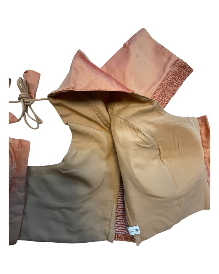 Peach - HYBRID Silky Saree blouse - With Elastic on both side for Great fit - Size 36",38", 40" S M L  - VAM1216 Ap