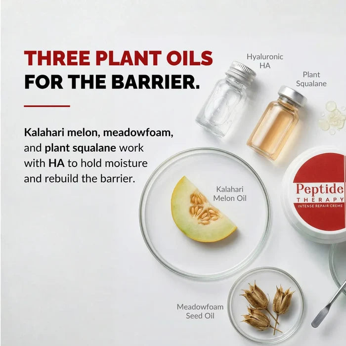 Three plant oils for the barrier - Kalahari Melon, Meadowfoam and Plant Squalane
