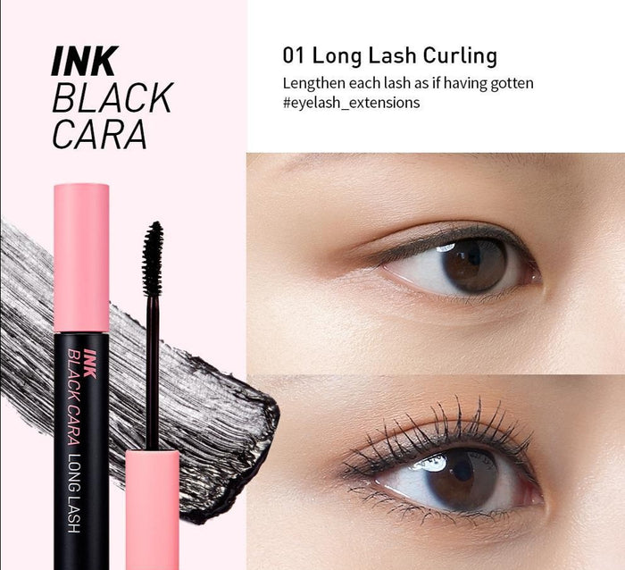 Peripera Ink Black Cara AD long lashes mascara volume lash extension asian authentic genuine original korean skincare montreal toronto canada thekshop thekshop.ca natural organic vegan cruelty-free cosmetics kbeauty vancouver free shipping