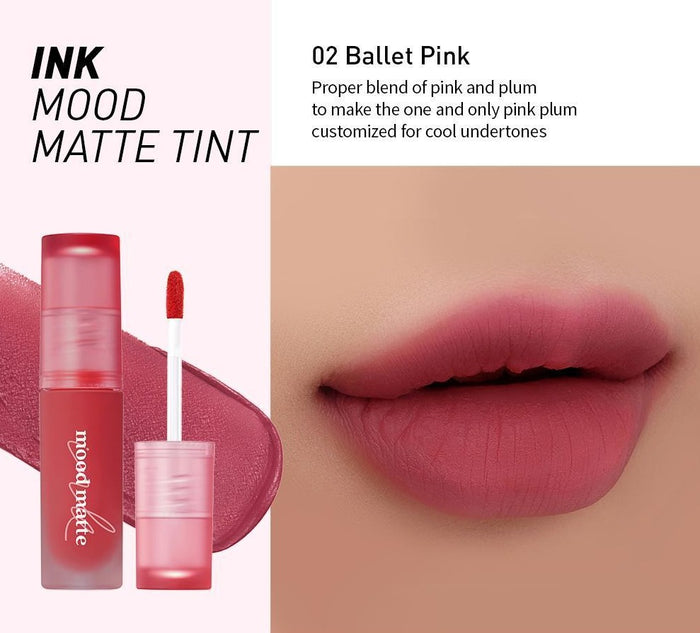 Peripera Ink Mood Matte Tint 02_ballet_pink asian authentic genuine original korean skincare montreal toronto canada thekshop thekshop.ca natural organic vegan cruelty-free cosmetics kbeauty vancouver free shipping