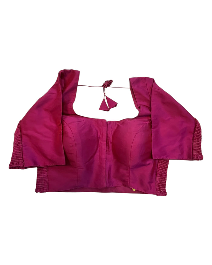 Plum - HYBRID Silky Saree blouse - With Elastic on both side for Great fit - Size 36",38", 40" S M L  - VAM1216 Ap