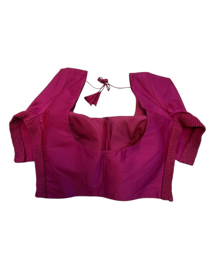 Plum - HYBRID Silky Saree blouse - With Elastic on both side for Great fit - Size 36",38", 40" S M L  - VAM1216 Ap