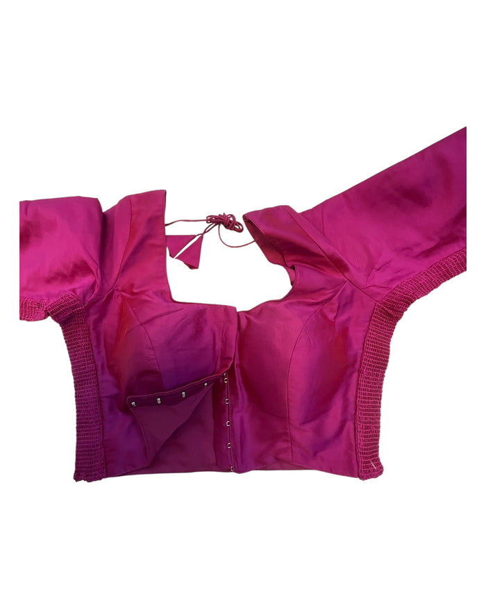 Plum - HYBRID Silky Saree blouse - With Elastic on both side for Great fit - Size 36",38", 40" S M L  - VAM1216 Ap