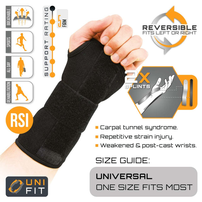 Protek Wrist Splint - One Size (fits left or right hand) For Carpal Tunnel Syndrome or Post Fracture Support