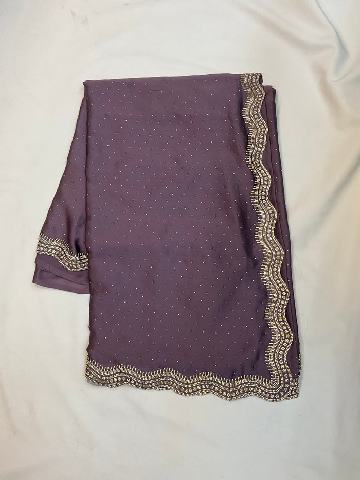 Purple - Saree with Thread / Stone Work and Blouse Piece - UK stock - 24hr Dispatch - SP2611 VP