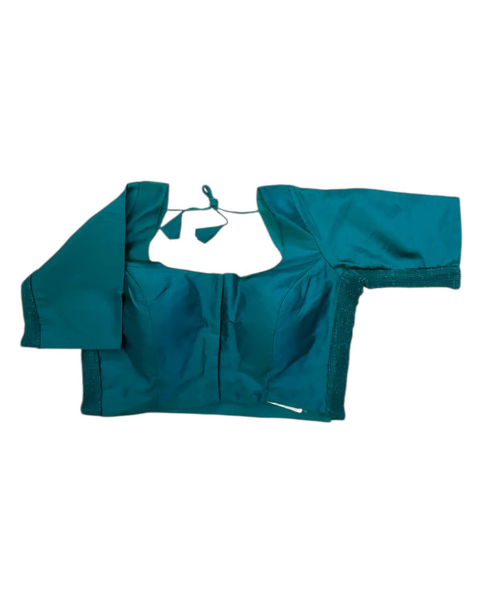 Rama Green / Jade - HYBRID Silky Saree blouse - With Elastic on both side for Great fit - Size 36",38", 40" S M L  - VAM1216 Ap