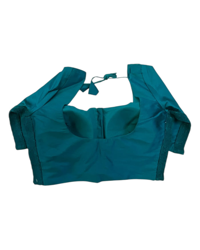 Rama Green / Jade - HYBRID Silky Saree blouse - With Elastic on both side for Great fit - Size 36",38", 40" S M L  - VAM1216 Ap