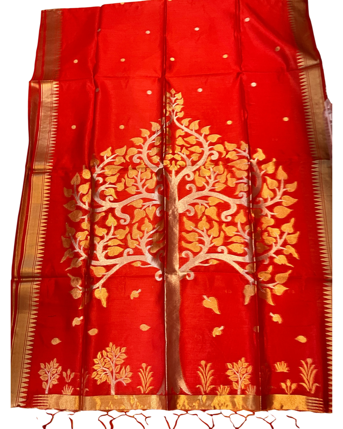 Red - Handloom Saree with Blouse Piece - UK stock - 24hr Dispatch - RT-BT005 07KJ26
