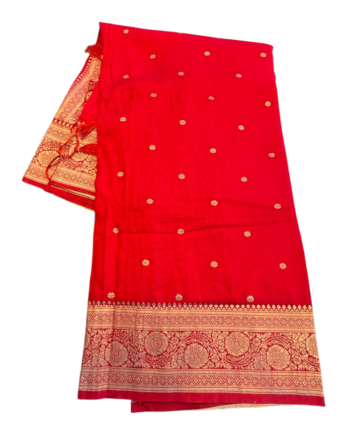 Red - Traditional Handloom Saree with Blouse Piece - UK stock - 24hr Dispatch - SP2630 KP