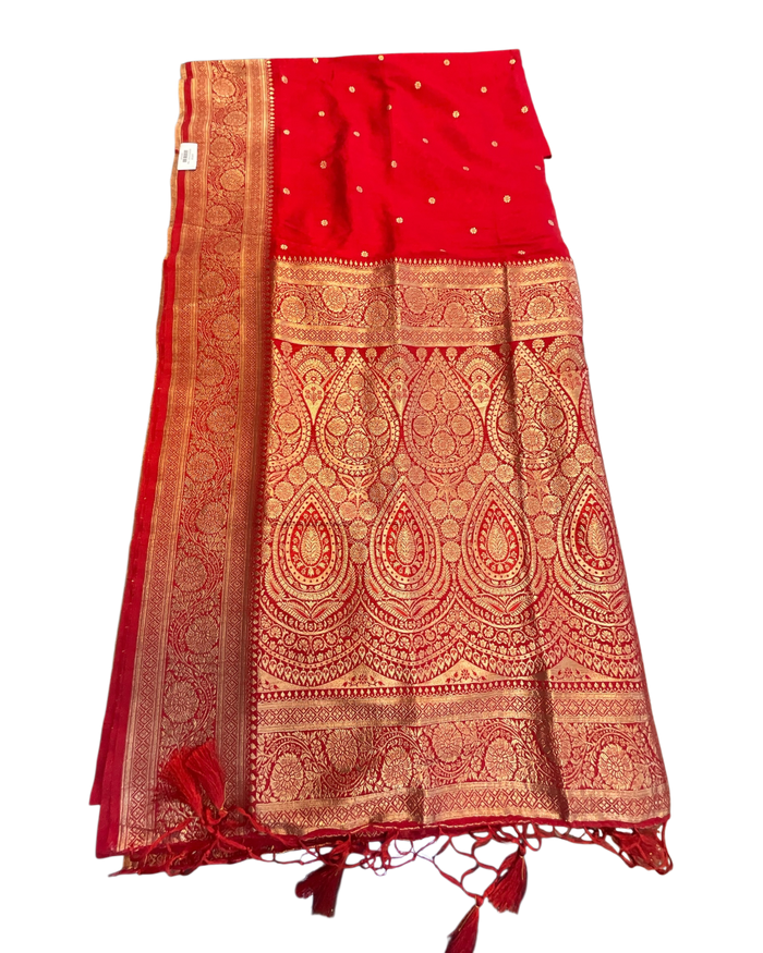 Red - Traditional Handloom Saree with Blouse Piece - UK stock - 24hr Dispatch - SP2630 KP