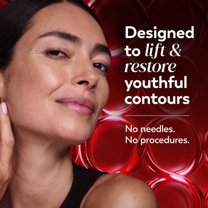 Model posing. Designed to lift and restore youthful contours. No needles. No procedures.
