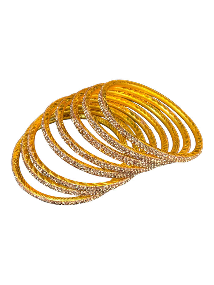 Rose Gold - Set of 8 Stone Bangles -  M to XXL - HAN2601 07Ka26