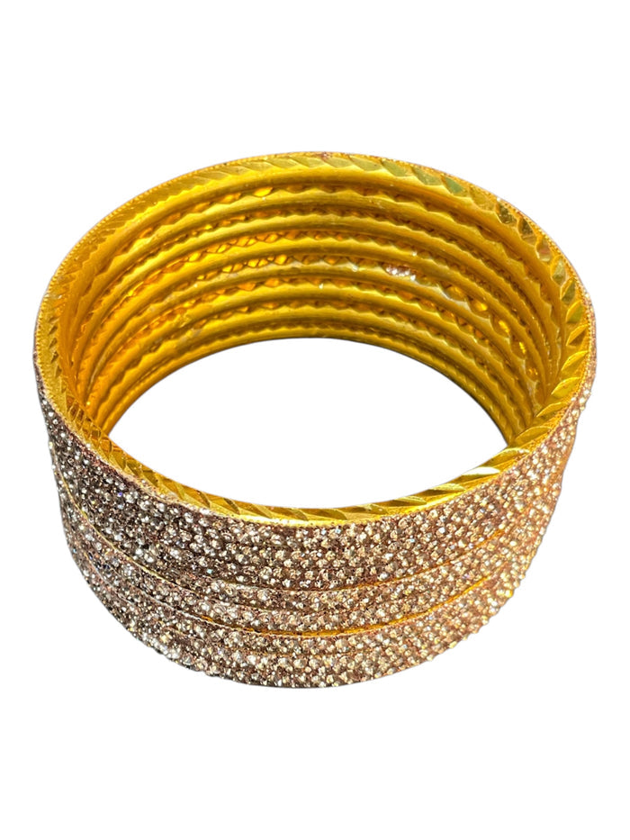 Rose Gold - Set of 8 Stone Bangles -  M to XXL - HAN2601 07Ka26