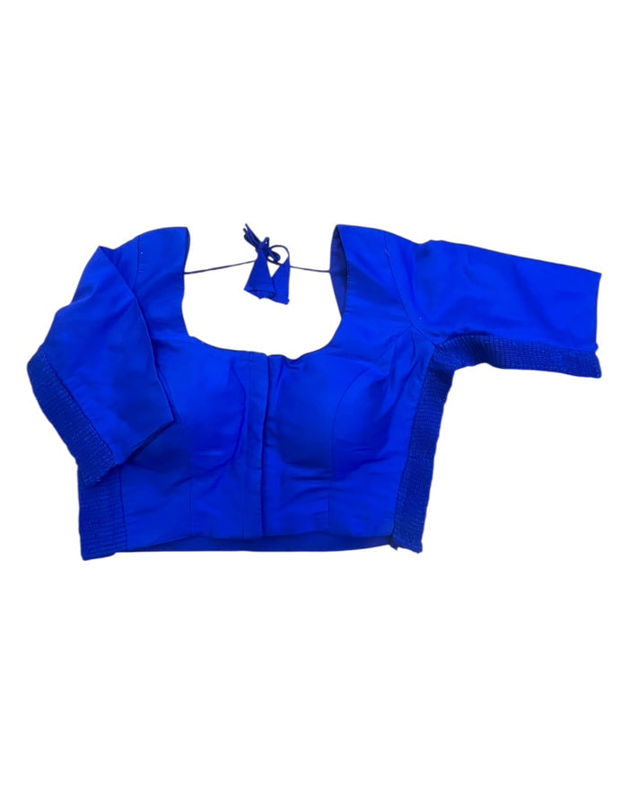 Royal Blue - HYBRID Silky Saree blouse - With Elastic on both side for Great fit - Size 36",38", 40" S M L  - VAM1216 Ap