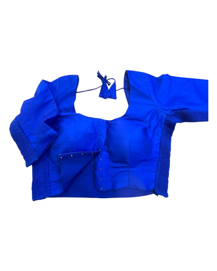 Royal Blue - HYBRID Silky Saree blouse - With Elastic on both side for Great fit - Size 36",38", 40" S M L  - VAM1216 Ap