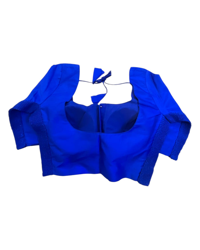 Royal Blue - HYBRID Silky Saree blouse - With Elastic on both side for Great fit - Size 36",38", 40" S M L  - VAM1216 Ap