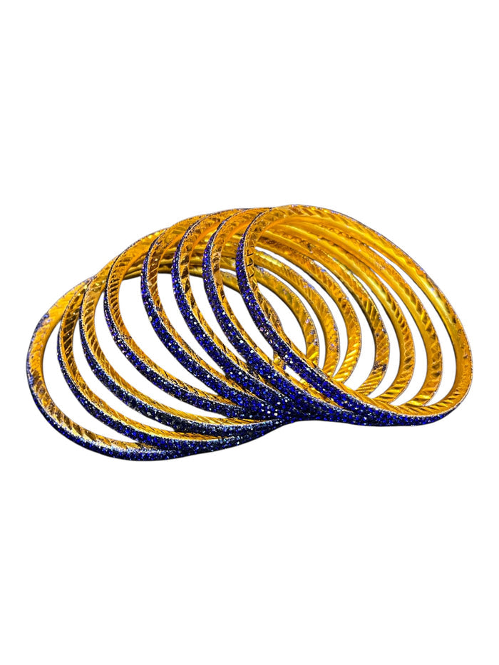 Royal Blue - Set of 8 Stone Bangles -  M to XXL - HAN2601 07Ka26