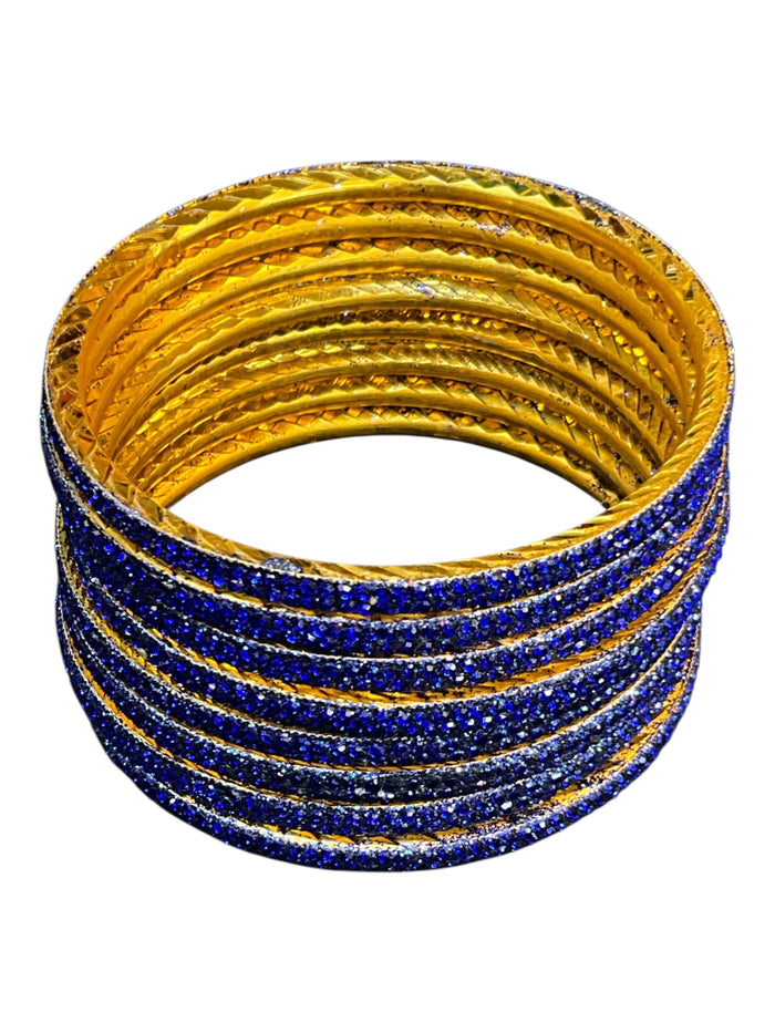 Royal Blue - Set of 8 Stone Bangles -  M to XXL - HAN2601 07Ka26