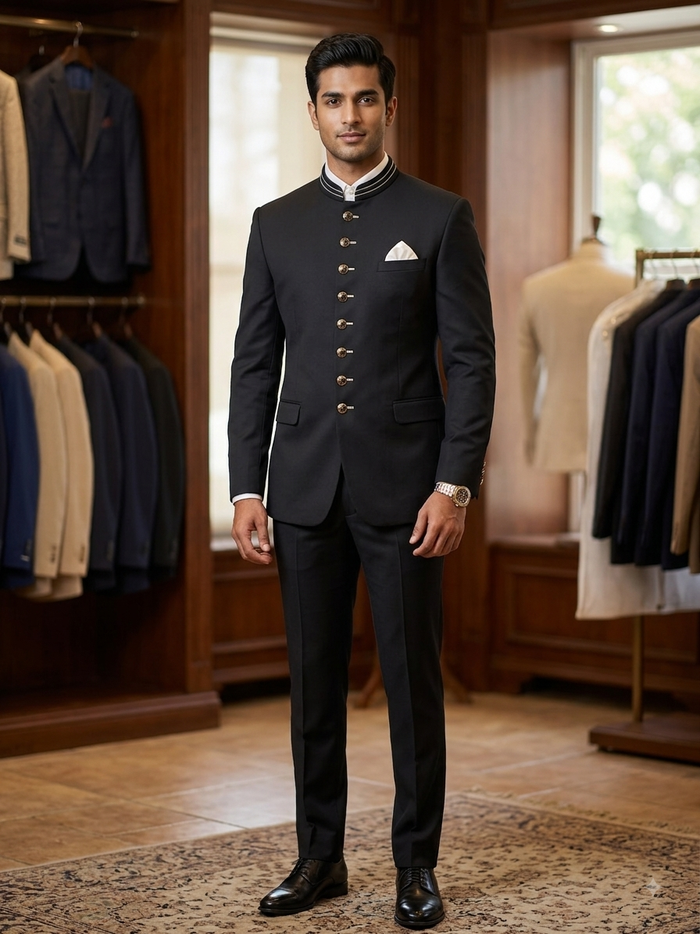 SALE! Black - Mens BandhGala / Prince / Chinese Collar Open Jacket - Fantastic Fit -  PC2610