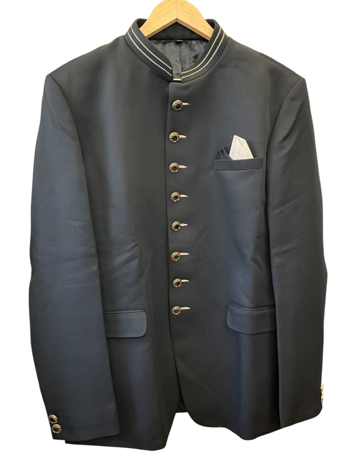 SALE! Black - Mens BandhGala / Prince / Chinese Collar Open Jacket - Fantastic Fit -  PC2610