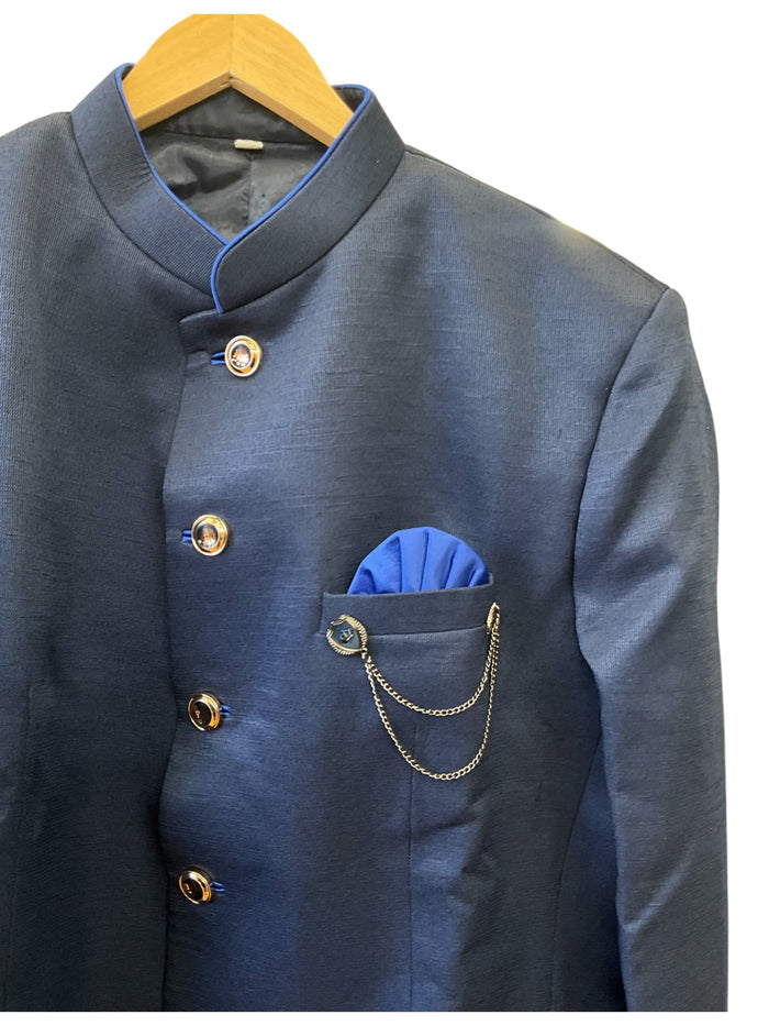 SALE! Navy Blue - Mens BandhGala / Prince / Chinese Collar Open Jacket - Fantastic Fit -  PC2612