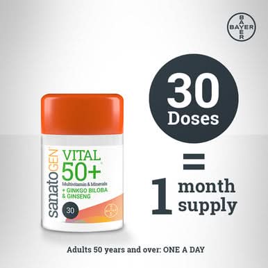 Sanatogen Vital 50+ Multivitamins + Gingko Biloba & Ginseng 30 Tablets