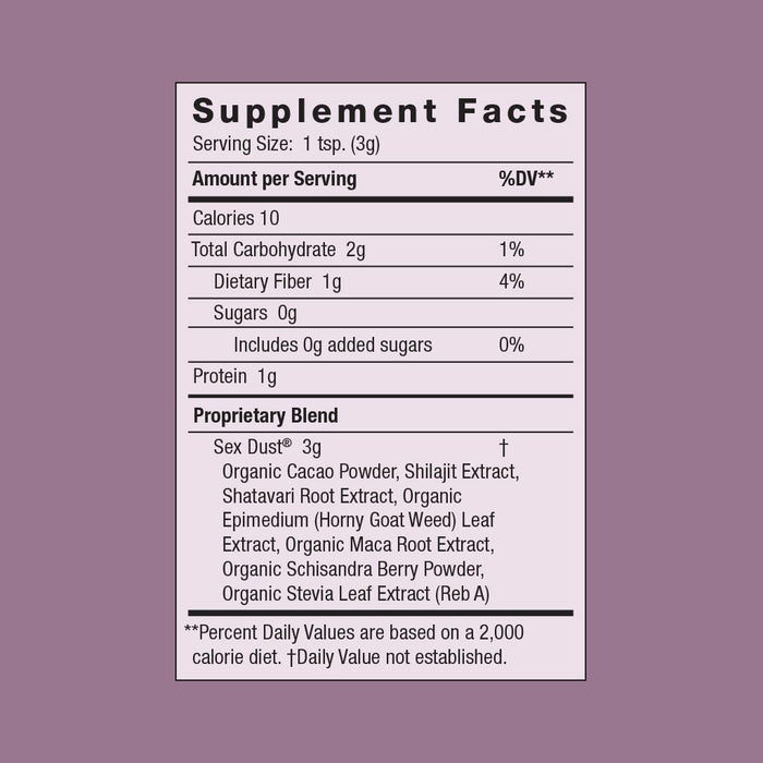 Moon Juice Sex Dust Supplement Facts | Adaptogens for Libido
