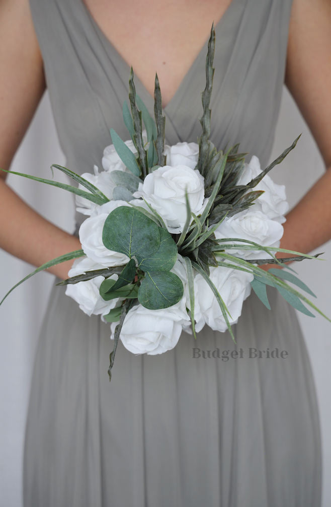Silk Wedding Bouquet in all White - $65.00 | Jeremiah Collection