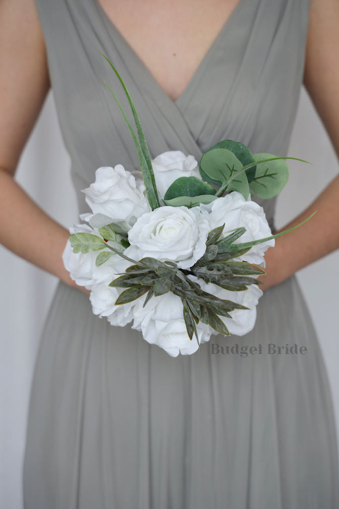 Silk Wedding Bouquet in all White - $65.00 | Jeremiah Collection