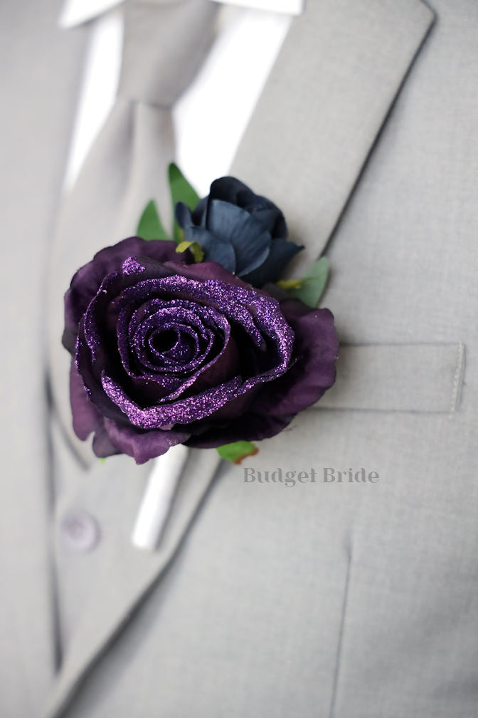 Silk Wedding Bouquet in Blue and Plum - $195.00 | Quartzite Collection